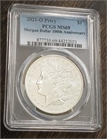 2021-O MS69 100th Anniv. Rare Morgan Dollar