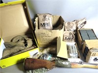 Lot of Militaria – MRE’s, well used combat boots,