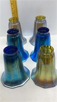 6PC  "STEUBEN AURENE" ART GLASS LAMP SHADES