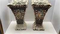 PAIR OF CAPODIMONTE LAMP BASES MISSING EAGLES