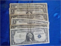 7 Silver Certificates 5-1935, 2-1957 all