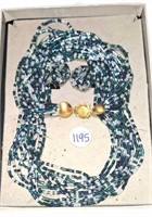 Vintage Blue Beaded Necklace and Earring Set