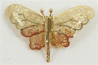 Vintage Gold Filigree Butterfly Pin