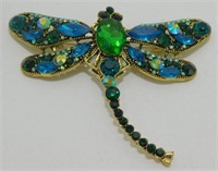 Large Champagne / Pink Dragonfly Pin / Brooch - 3
