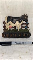 Vintage Cast iron/ Metal Barnyard Cow Key Holder
