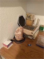 Salt lamp and misc vintage office