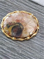VINTAGE DENDRITIC AGATE CABOCHON STYLE BROOCH