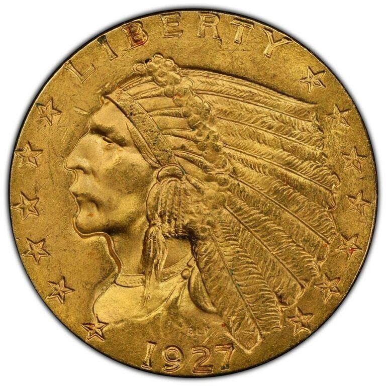 $3000 PCGS Guide Value: 1927 Indian Gold $2.5
