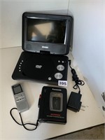 PORTABLE DVD PLAYER, SONY MICROCASSETTE RECORDER,