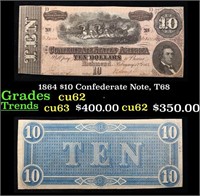 1864 $10 Confederate Note, T68 Grades Select CU