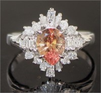 Platinum 1.61 ct Orange Sapphire & Diamond Ring