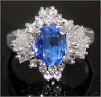 Platinum 3.30 ct GIA Sapphire & Diamond Ring