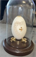 VINTAGE GOOSE EGG IN A DOME GLASS