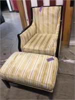 Yellow Striped Chair and Ottoman - From High End