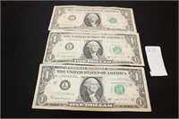 3 - 1963 joseph w barr dollar bills (display)