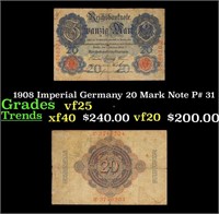 1908 Imperial Germany 20 Mark Note P# 31 Grades vf