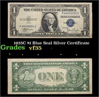 1935C $1 Blue Seal Silver Certificate Grades vf++