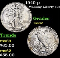 1940-p Walking Liberty Half Dollar 50c Grades Sele