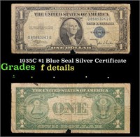1935C $1 Blue Seal Silver Certificate Grades f det