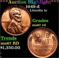 **Auction Highlight*** 1949-d Lincoln Cent 1c Grad