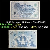 1908 Germany 100 Mark Note P# 33A Grades vf+