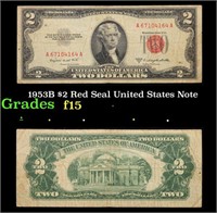 1953B $2 Red Seal United States Note Grades f+