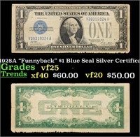 1928A $1 Blue Seal Silver Certificate "Funnyback"