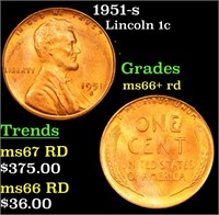 1951-s Lincoln Cent 1c Grades GEM++ RD