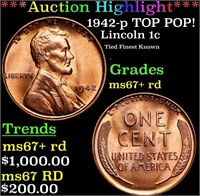 1942-p Lincoln Cent TOP POP! 1c Graded GEM++ RD By