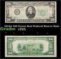 1934A $20 Green Seal Federal Resrve Note Grades vf