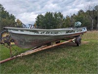 16ft Aluminum Boat c/w 25 HP Johnson O/B & Trailer