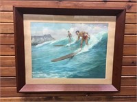 Signed Original Hawaiian Surfers Painting on