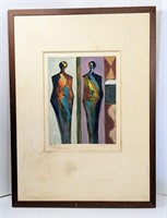 Framed Textural Painting "People VI" Lee Phillips