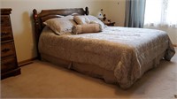 Queen size bed, headboard, mattress, springs,