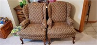 Wingback tapestry easy chairs (2)