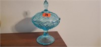Teal glass candy dish