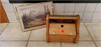 Shoe shine box, contents included, deer picture