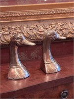 Vintage brass duck bookends