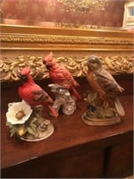 Vintage birds cardinal robin flaws