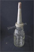 One Imperial Quart Oil Bottle w Metal Spout & Cap