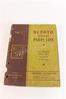 Original 1929-1939 DeSoto Master Parts List, Vol 1