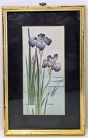 Gyosui Suzuki Japanese Print Iris And Frog Framed