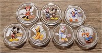 (7) Silver Plated Mickey Mouse & Friends Tokens