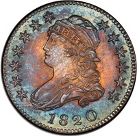 25C 1820 LARGE 0 BROWNING 2. PCGS MS66 CAC
