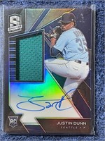 JUSTIN DUNN SPECTRA ROOKIE AUTO RELIC /199