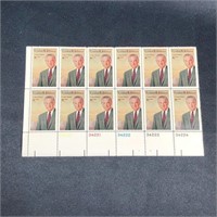 '70s US President Stamp Block Lyndon B. Johnson