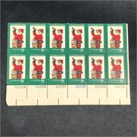 '70s US Stamp Block '72 Christmas w/Santa