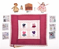 (7) DOLLHOUSE MINIATURE QUILTS & TOYS