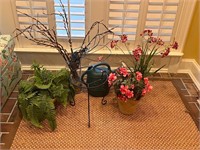 Plant stand faux flowers &