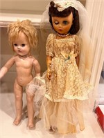 Vintage dolls bridal doll lace dress & pantyhose